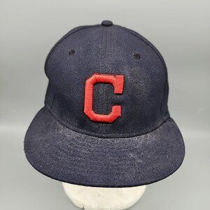 New Era 59Fifty Cleveland Indians Baseball Hat Official On Field Cap Size 7 3/8
